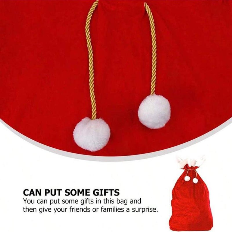 Christmas Drawstring Gift Bags, Velvet material Red Festive Fabric Holiday Present Bags with Drawstring for Toys, Gift Boxes & Clothing, Reusable Leak-Proof Design for Xmas Party - Image 3
